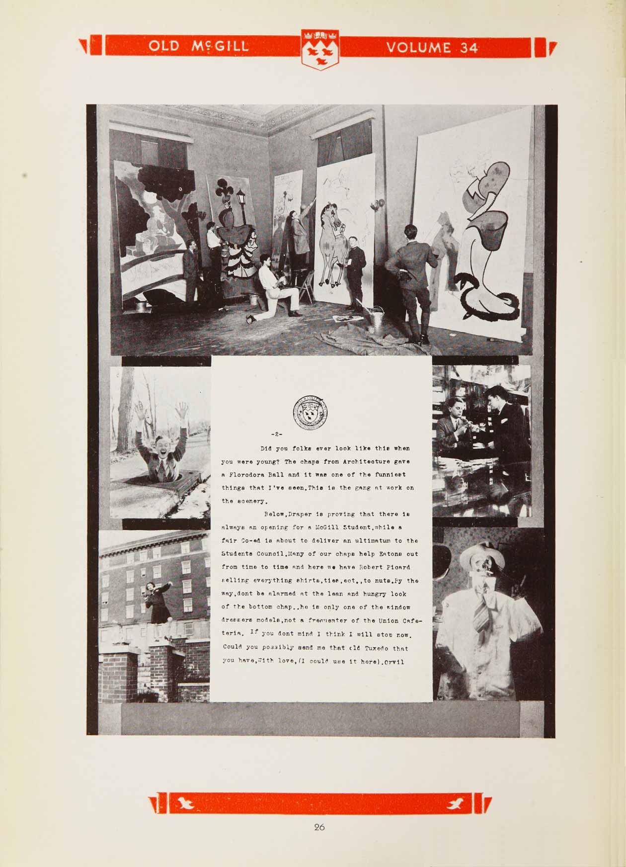 Letter from Orvil (student) to folks back home. Correspondence featured in Old McGill Yearbook 1931.